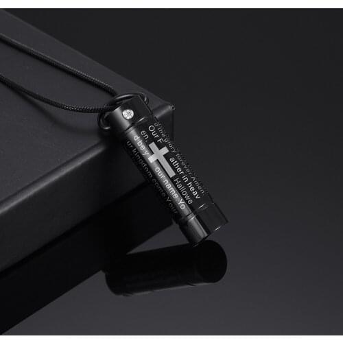 CMJ2207 Black Urn Pendant Cross Printed Cylinder Ash Memorial urn Necklace Pendant for Ashes Keepskae Cremation Urn Jewelry