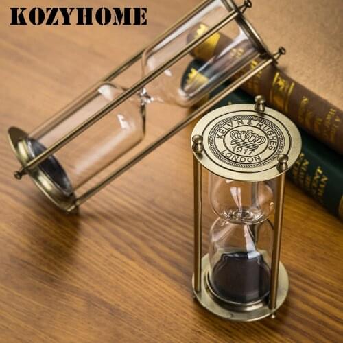 European Retro Decorative Frame Home Living Room Office Desktop Decoration Metal Empty Sandglass Holder Sand Clock Timer