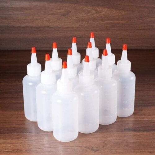 LBER 15 Pack 4 Ounce(120Ml) Squeeze Dispensing Bottles with Red Tip Caps - Good for Crafts, Art, Glue, Multi Purpose