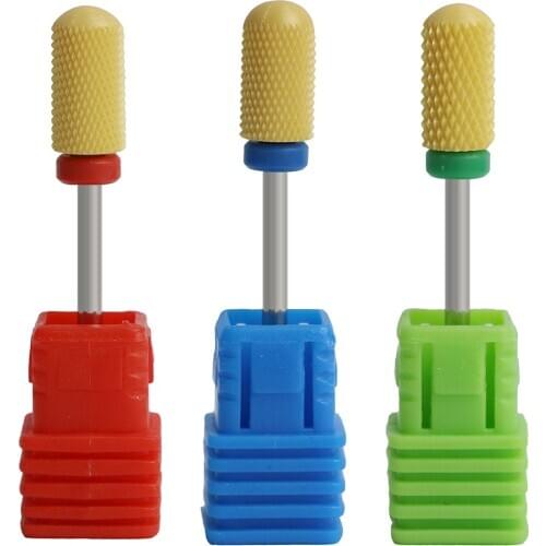1pc Yellow Ceramic Nail Burr Bits Smooth Top Professional Manicure Pedicure Drill Nail Art Salon Electric Machine Nail Care Tool
