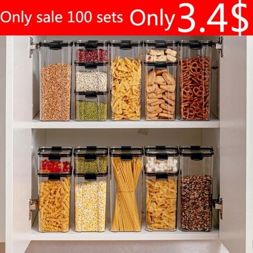 Food storage tank Kitchen Storage Airtight Cans Square Food Preservation Storage Jars Snacks Nuts Dry Goods Grains Storage Cans