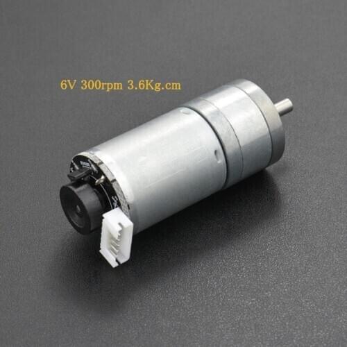 Hall encoder Metal dc gear motor 1:20 6V 300rpm 3.6Kg.cm Robot Mobile platform gear motor