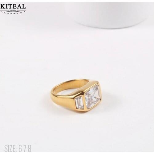 KITEAL summer style Gold Filled size 6 7 8 Knuckle Rings for women Large simulation Moissanite men ring christmas gift