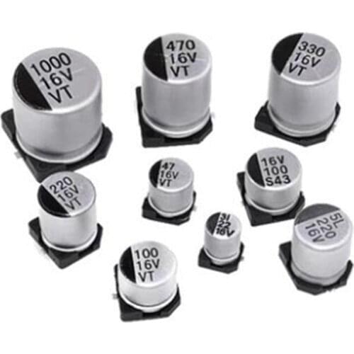 50pcs/lot SMD Aluminum Electrolytic Capacitor Kit 4*5.4mm (10V 16V 25V 35V 50V 4.7UF 10UF 47UF 1uf 2.2uf 3.3uf）4*5.4mm