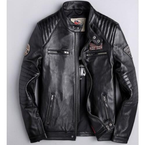 Genuine Autumn Leather Jacket Men Clothes Streetwear 200% Sheepskin Coat Male Fashion Motorcycle Fit Jaqueta LW2022