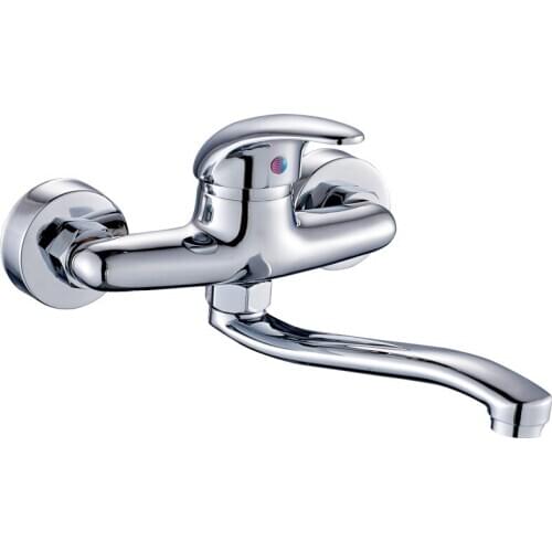 Brass Chrome Taps For Kitchen Sink Kitchen Tap Dual Hole Wall Kitchen Mixer Kitchen Faucet WF