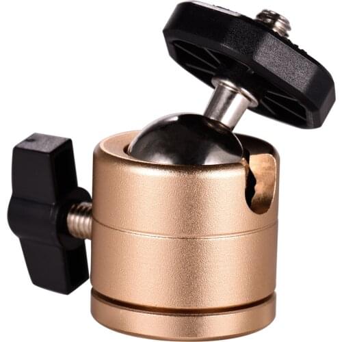 Mini Ball Head 360 Degree Rotatable Aluminum Alloy Ball Head Mount with 1/4 Inch Screw for Camera Camcorder Tripod