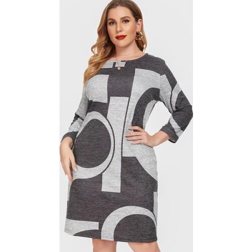 2020 Fall Women Long sleeve Printed Dress fashion ladies mom clothes Plus Size Womens Dresses 4XL 5XL 6XL