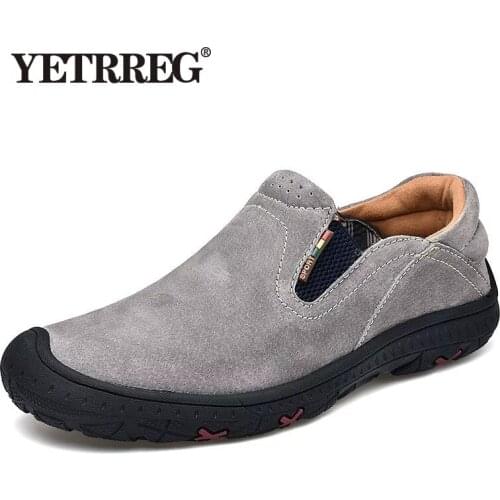 New Mens Flat Casual Shoes Handmade Genuine Leather Mens Shoes Comfortable Loafers Breathable Moccasins Outdoor Men Sneakers