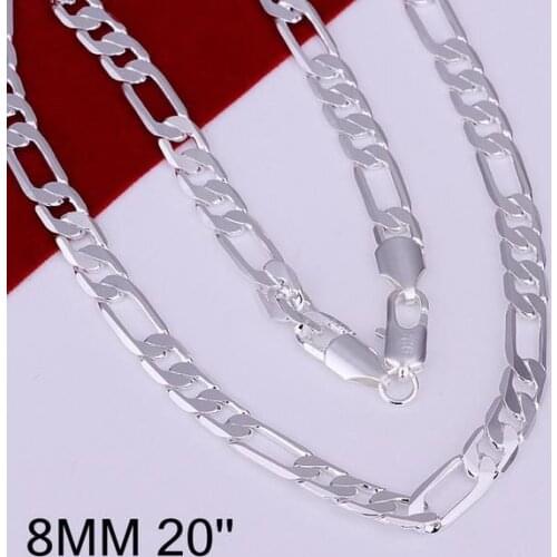 N018 Hot Sale Fine Silver Color Jewelry,Wholesale Factory Price 925 Charms Free Shipping Fashion 8mm Flat Necklace /aawaisda