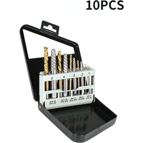 10pcs Cobalt Left Hand Drill Bit Set Broken Bolt Damaged Screw Extractor Set Metal Case Perforator Tools Drill Bits for Metal