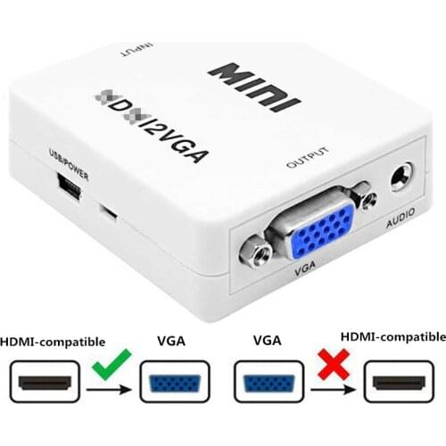 2021 COOL DIER mini HDMI-compatible to VGA Adapter HDMI2VGA Converter Digital Analog HD 1080p For PC Laptop Tablet Displayer