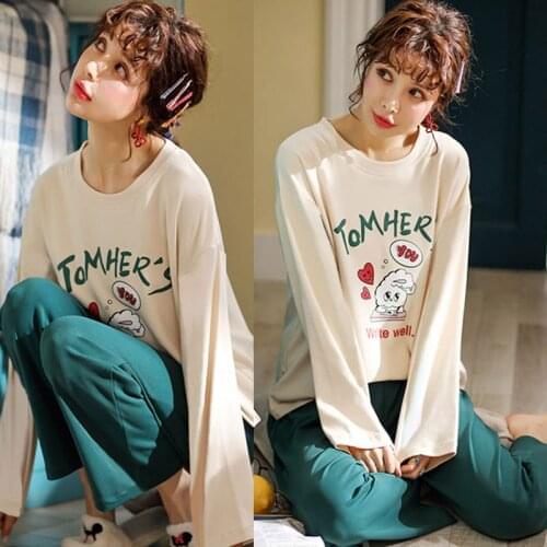 New Fashion Pajamas for Women Long-sleeved Pajamas Women Korean Casual Ladies Home Service Two-piece Suit Pajamas