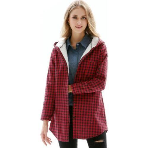 Newest autunm and winter women coat slim fashion medium-long casual coat with hooded long sleeve plaid womans coat