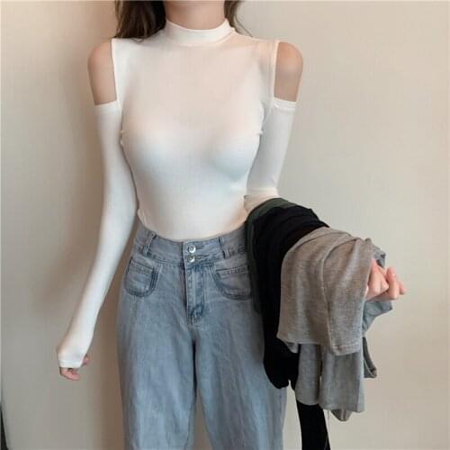 2020 Autumn New Top Bottoming Long-sleeved Shirt Western Style All-match Strapless Short Slim Sexy T-shirt Women Wholesale