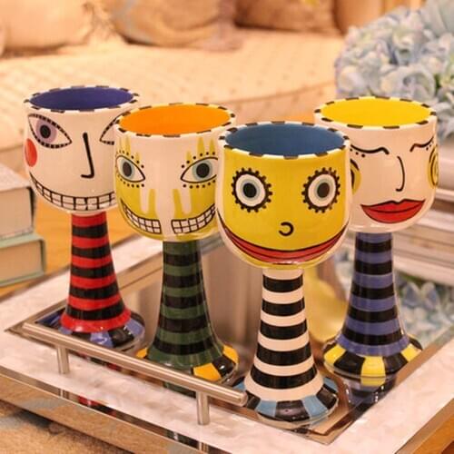 Painted Mug Red Wine Glass Champagne Cup Goblet Coffee Cup Water Cup Personalized & Creative Ceramic Cup