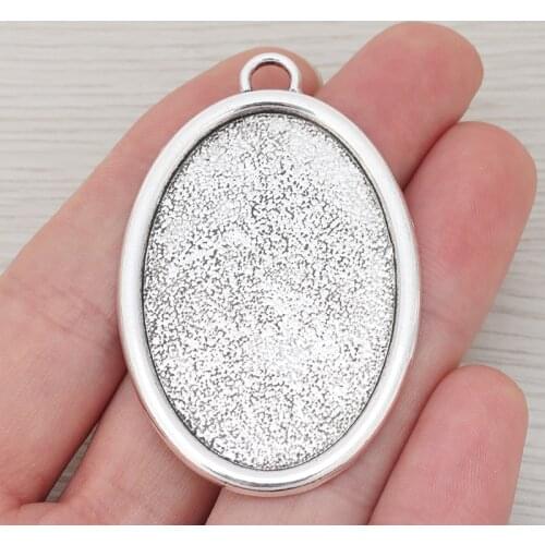 6 x Tibetan Silver Oval Frame Geometry Bezel Blank Necklace Pendants Tray Cameo Cabochon Base Setting Jewellery Necklace Making