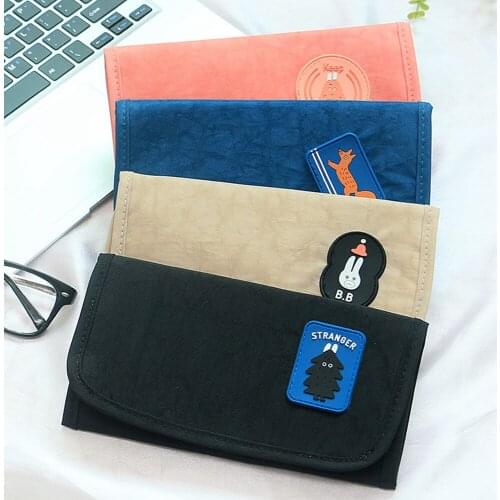 Multifunction Canvas Fabric Pencil Bag Simple Pencil Case Big Capacity Pencil Pouch with Card & Passport Pocket for Men Women
