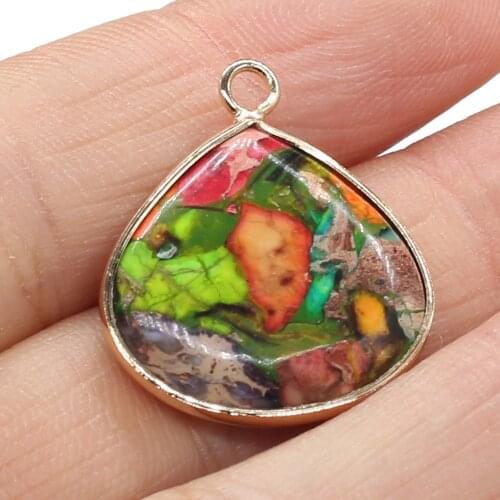 Natural Stone Water Drop Shape Charm Emperor Stone Pendant for DIY Necklace Accessories Jewelry Making Women Gift Size 20x25mm