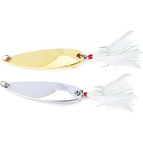 1PCS 5g/7.5g/10g/15g/20g/25g Metal Fishing Lure Spoon Sequins Fishing Lure Sinking Hard Bait Winter Fishing Baits With Feathers