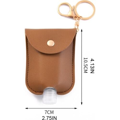 Empty Bottle PU Leather Hand Sanitizer Keychain Holder Refillable with Flip Cap 2XPB