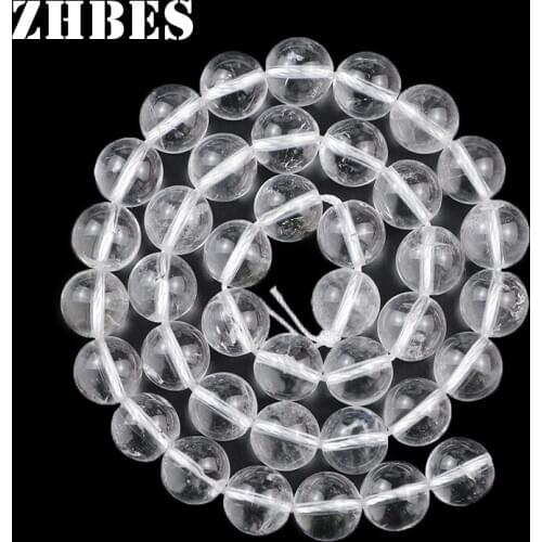 Natural White Rock Crystal Quartz Stone Balls 4/6/8/10/12MM Round Spacer Loose Beads For Jewelry Bracelet Making DIY Accessories