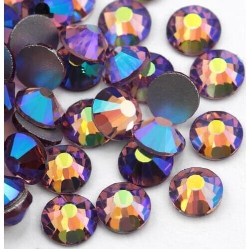 SS3-SS20 Light Amethyst AB Nail Rhinestones 1440pcs/lot Flat Back Non Hot-fix Stones DIY 3d Decorations Supplies