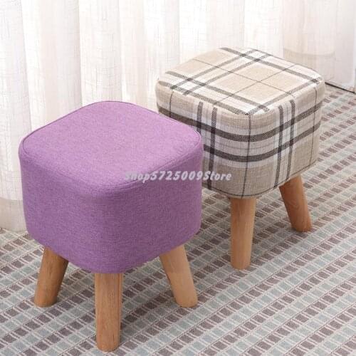 Stool Fashion Creative Shoes Changing Stool Solid Wood Low Stool Cloth Art Sofa Stool Round Stool Living Room Tea Table Stool Sm