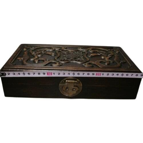 China old Beijing old goods Wood carving Old rosewood wooden treasure chest