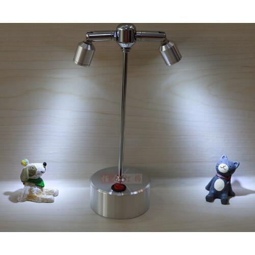 Battery LED Spotlight display cabinet TV background wall lamp jewelry display cabinet creative small lamp post 2 heads-za SD74