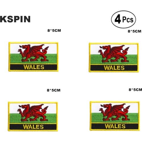 WALES Rectangular Shape Flag Iron on Saw on Patches Embroidered Flag Patches National Flag Patches for Clothing