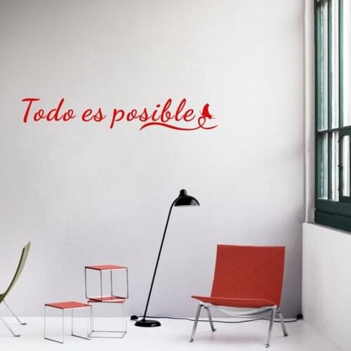 Everything Is Possible Wall Sticker Spanish Motivational Quote Wall Decals Home Decor Removable Vinyl Wall Art Murals Decoration