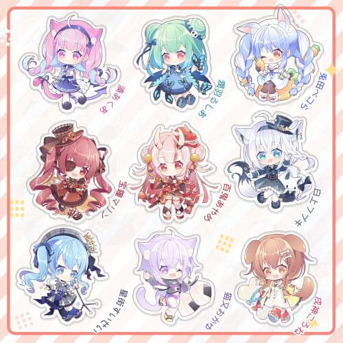 Vtuber YouTuber Hololive Usada Pekora Uruha Rushia Hosimati Suisei Inugami Korone Acrylic Figure Keychain Bags Pendant AnimeGift