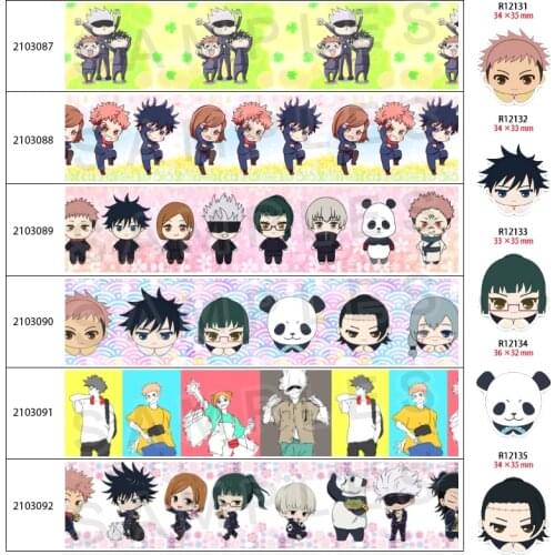 Japan Cartoon Character Anime Jujutsu Kaisen Printed Grosgrain/Satin Ribbon 10Yards ,Planar Resins 30 pcs