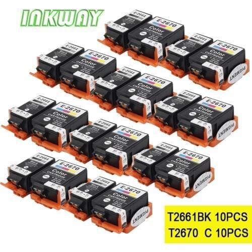 INK WAY 20PCS T2661 T2670 Replacement Ink Cartridge for WF-100W
