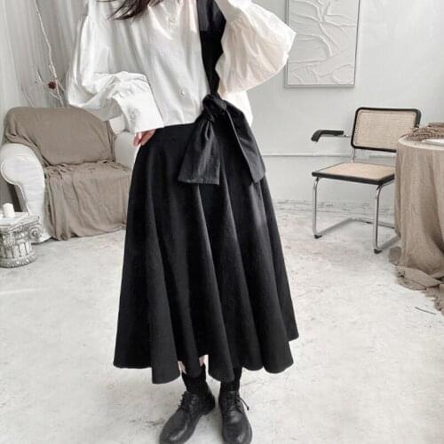 Johnature 2021 New Japanese All Match A-Line Skirts Spring Summer Fashion Irregular Loose Solid Color Loose Women Skirts