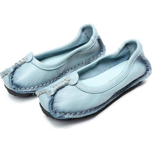 Dropshiping 2019 Women Shoes Genuine Leather Loafers Women Mixed Colors Casual Handmade Soft Comfortable Shoes Women Flats