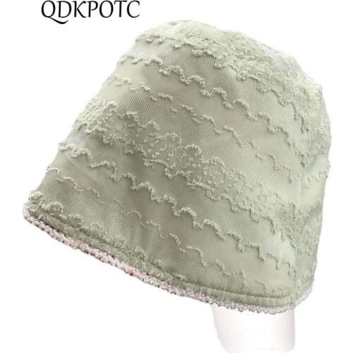 2021 Hat Summer Autumn New Women Pearl Edge Bucket Hats Fashion Japanese Thin Section Collapsible Sun Protection Cap QDKPOTC