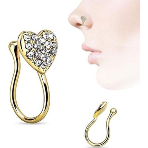 Stainless Steel Heart Shape Nose Clips Nose Piercing Jewelry For Women Daily Party Fashion Body Ring Clip Piercing Nose Rings