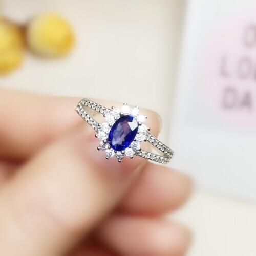 Per jewelry Natural real sapphire or ruby or emerald ring Free shipping 0.6ct gemstone 925 sterling silver Fine jewelry T20437