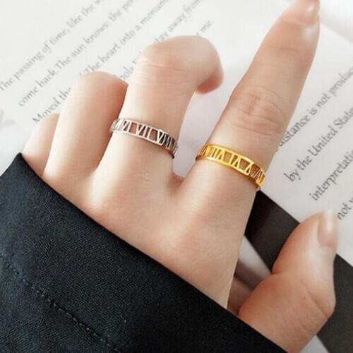 2021 Female Ring Female Roman Numeral Gold Color Punk Wedding Couple Ring Girl Fashion Jewelry New Year Gift Steampunk