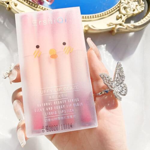 1 Set Four Colors Matte Liquid Lipstick Red Velvet Lip Gloss Long Lasting Waterproof Moisturizing Lip Glaze Makeup Set TSLM1