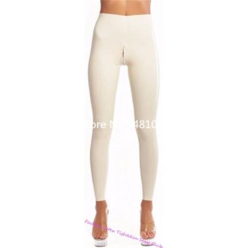 100% Handmade Latex Rubber White Pants for Women latex Trousrs Females' Leggings with Crotch Zip Custom Made