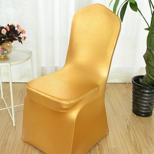 100PCS/Lot Wholesale Universal Gold Silver Chair Cover Spandex Elastic Lycra Hotel Banquet Party Wedding Chair Covers stretch