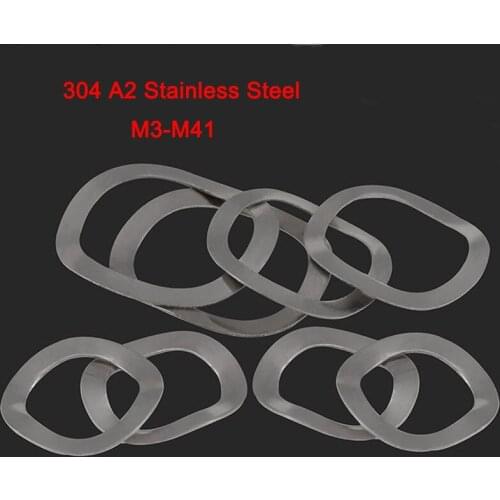 304 A2 Stainless Steel Wave Washer Wave Type Gasket Spring Elastic Washers M3 M4 M5 M6 M8 M10 M12-M41