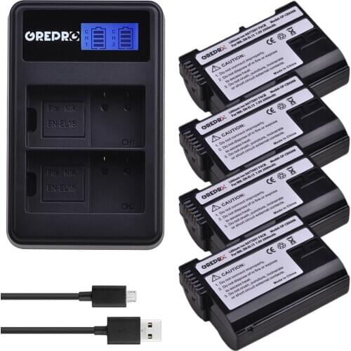 4x EN-EL15 ENEL15 EN EL15 EL15A Camera Battery + LCD Dual Charger for Nikon D600 D610 D810 D7000 D7100 d750 V1 D600E D800 D800E