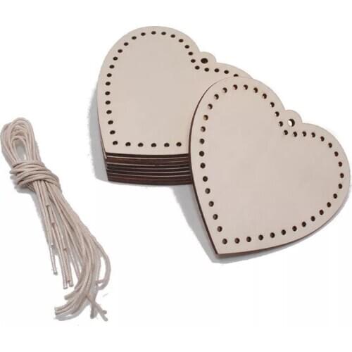 50pcs Wooden heart bauble hanging christmas tree blank decorations