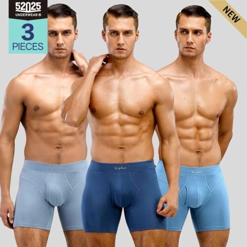 52025 Men Long Boxers 3-Pack Cotton Modal Soft Comfortable Underwear Push-up Boxers Mens Boxerbriefs Men Underwear Sexy