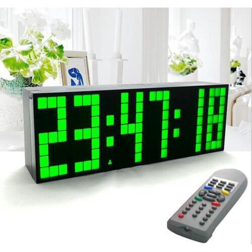 Large Big Jumbo LED Clock Display Table Desk Wall Alarm Remote Control Calendar Digital Timer LED Watch Blue Clock