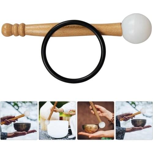 2pcs Mallet Striker with Rubber Ring for Tibetan Singing Bowls Crystal Bowl Hitting Percussion Instrument Parts